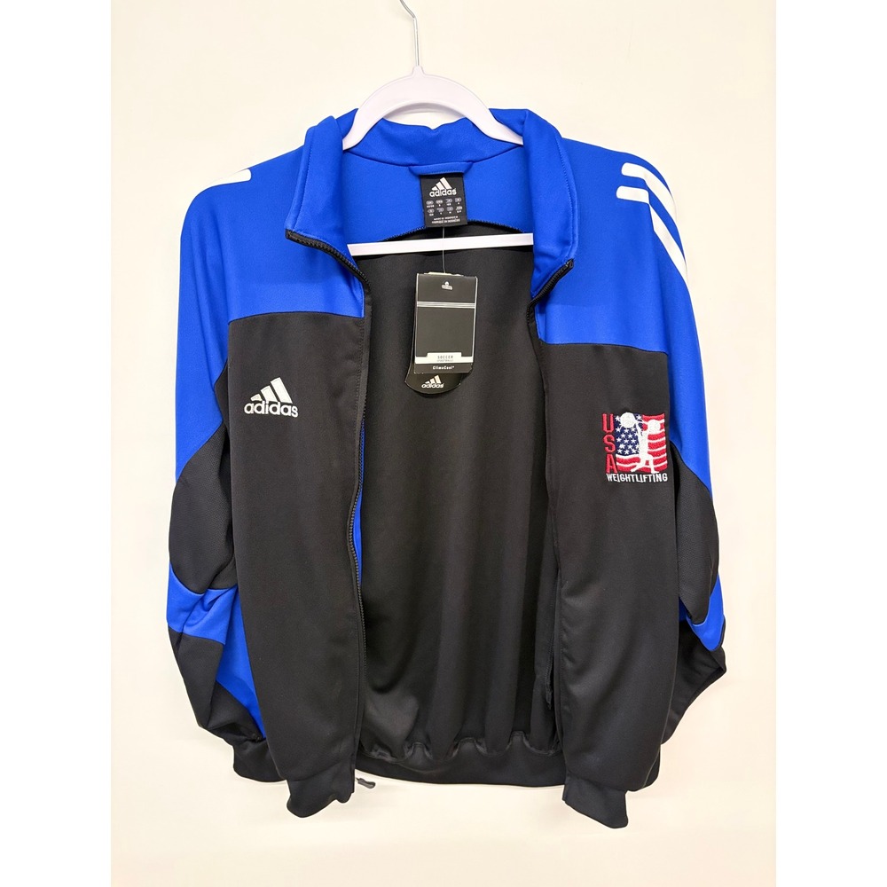NWT Athleisure Bloccore Track Jacket USA Weightlifting Adidas Men S Blue Black